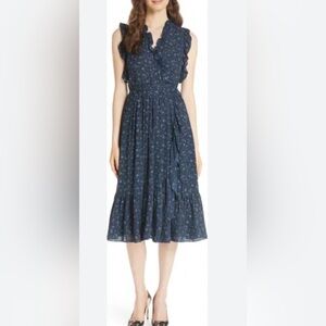 Kate Spade Midnight Blue Floral Midi Dress